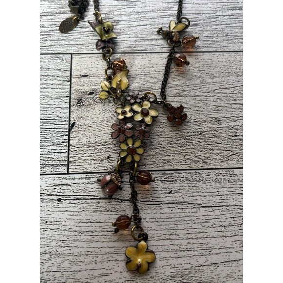 Vintage Lia Sophia Honey Suckle Necklace Retired Pink/Yellow Floral Flowers - Picture 2 of 5